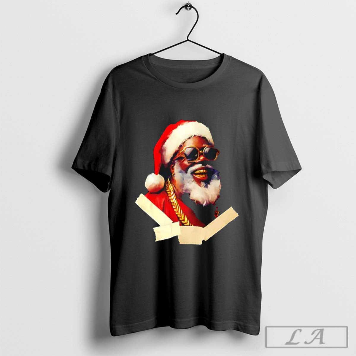 Santa gold grill graphic Christmas shirt