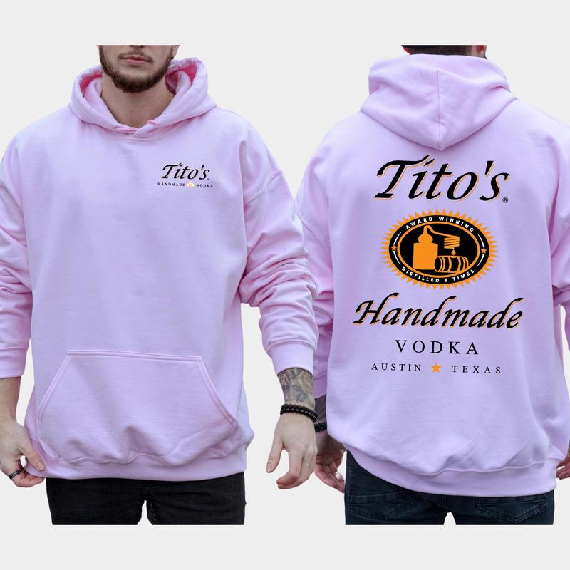 Men's Titos Handmade Vodka Hoodie 2-Sided, Tito Vodka Drinking Hoodie, Funny Vodka Pullover, Unisex Drinker Tops, Classic Cotton Menswear