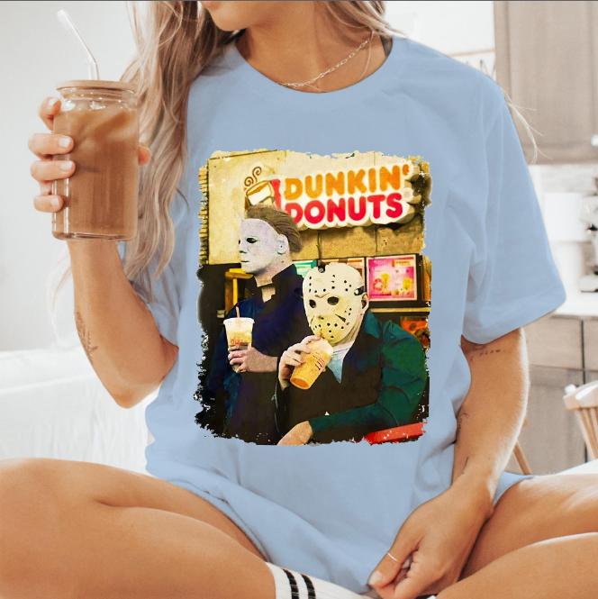 Funny Halloween Tee Jas0n And Michael Shirt Jas0n V00rhees T-Shirt Women & men T-Shirt Cotton Unisex Comfort Fabric Comfortable Top