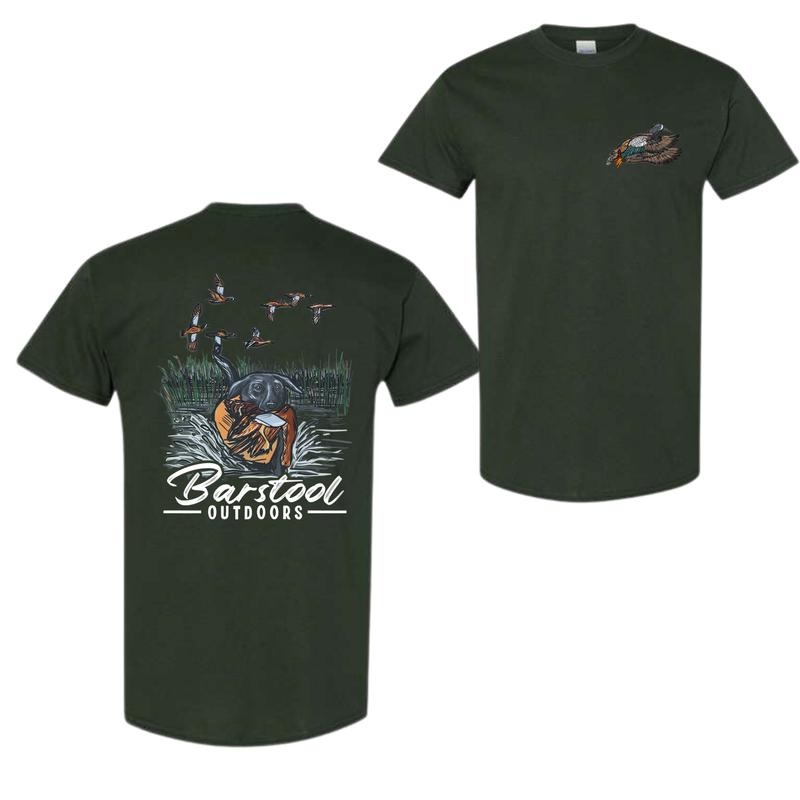 Barstool Outdoors Duck Hunt 2 Sided Shirt, Vintage Mallard Hunting Tshirt, Unisex Graphic Printed Tee, Cotton Shortsleeve Casual Womenswear, Daily Women's Top