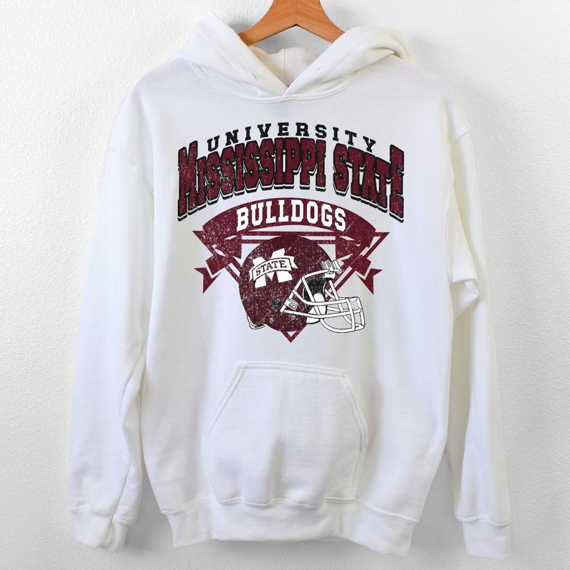 Mississippi State Bulldogs Vintage NCAA Sweatshirt, Unisex Bulldogs Shirt, Classic Sport Hoodie for Fans, Cotton T-Shirt, Casual Clothing