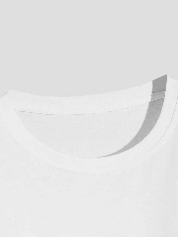 Summer Clothes, Men's Cartoon & Letter Print Round Neck Tee, Regular Fit Casual Soft Slogan Graphic Short Sleeve T-shirt for Summer, T Shirts for Men, Graphic Tees, Men's Streetwear for Daily Wear