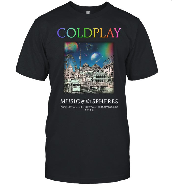 Coldplay Music Of The Spheres Vienna August 21, 22, 24 & 25 Tour 2024 T-shirts