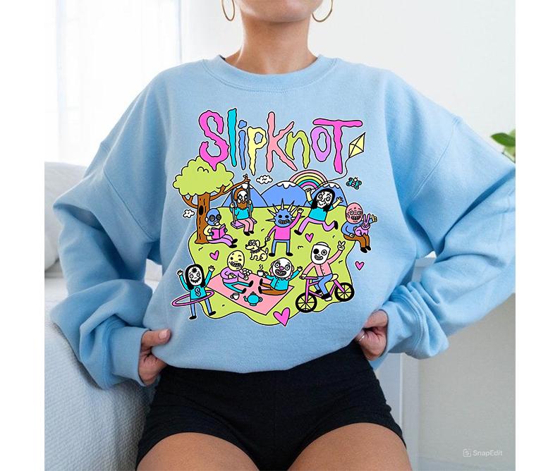 Slipknot Funny Vibes Sweatshirt Happy Times Metal Band Cozy Crewneck Sweatshirt