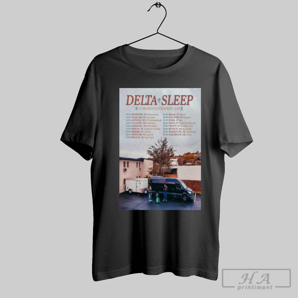 Poster Delta Sleep Europe Tour Spring 2025 Tour T Shirt