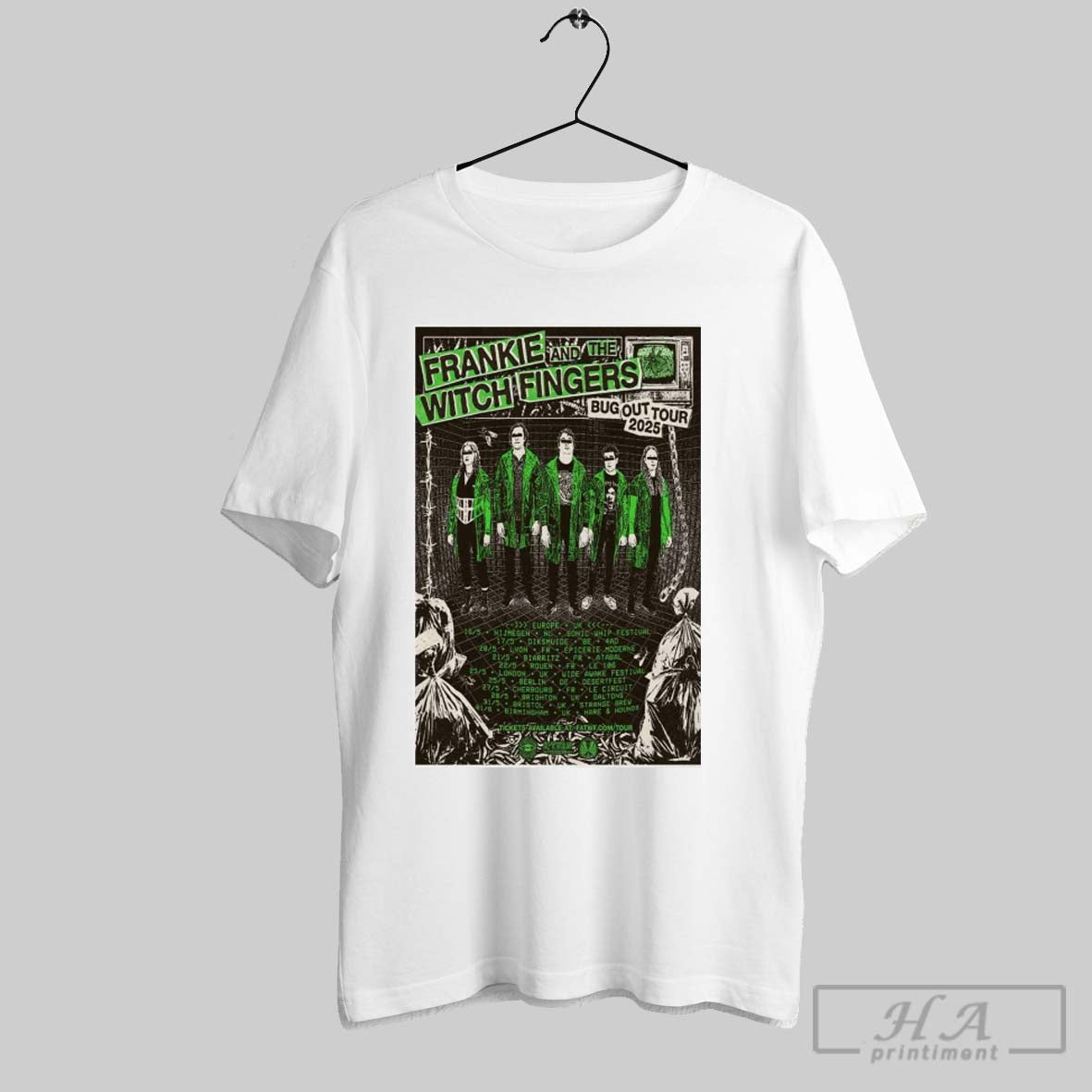 Poster Frankie And The Witch Fingers Bug Out Eu Uk Tour 2025 16 5 Nijmegen Nl 17 5 Diksmuide T Shirt