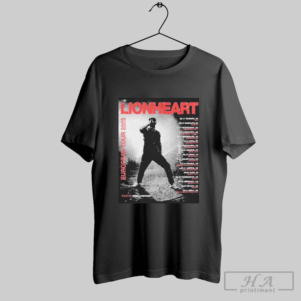 Premium Lionheart European Tour 2025 Poster Lineup Two Sides T Shirt
