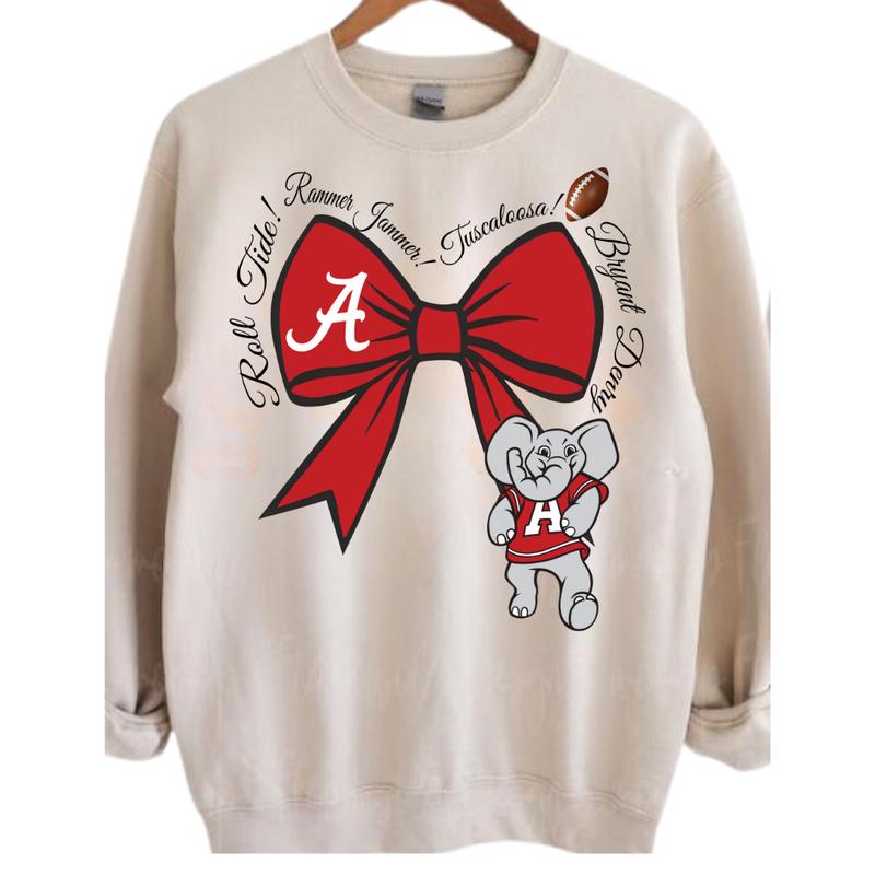 Vintage College Football Bows Inspired Sand Crewneck Sweatshirt, Vintage Football Coquette Sweatshirt, Vintage NCAA Crewnecks, Gift For Fans