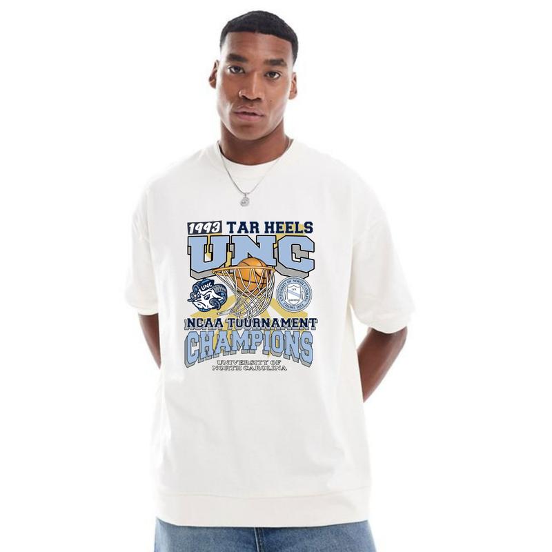 Vintage NCAA Tar Heels UNC 1993 Champions T- Shirt, Sporty Tshirt, Men's Tshirt, Men's Clothes Cotton Menswear Casual Top basketball Tee Athletic