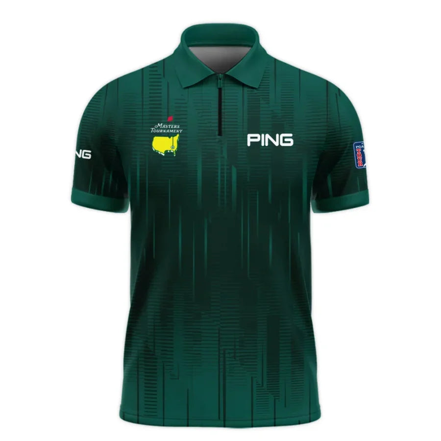 Masters Tournament Ping Dark Green Gradient Stripes Pattern Zipper Polo Shirt Style Classic Zipper P