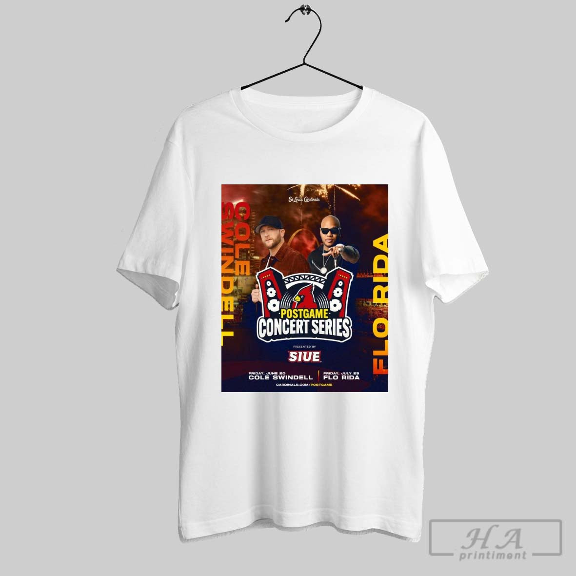 Poster St Louis Cardinals Postgame Concert Series Friday 06 20 2025 Cole Swindell Friday 07 25 Flo Rida T Shirt