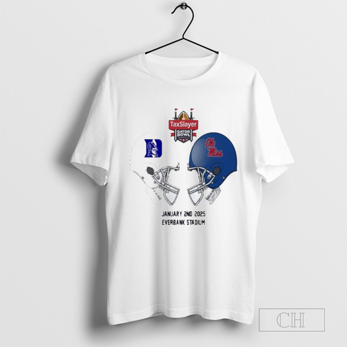 Taxslayer Gator Bowl Ncaa 2024 2025 Bowl Games Duke Blue Devils Vs Ole Miss Rebels At Duke Blue Devils Skull Helmet Head To Head Shirt
