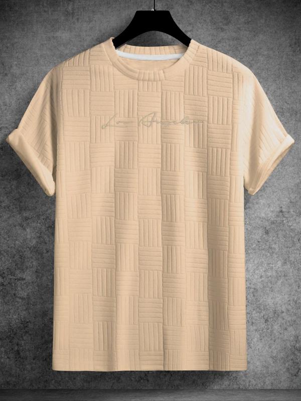 Men's Letter Print Round Neck Tee, Regular Fit Casual Crew Neck Short Sleeve T-shirt, Menswear, T Shirts for Men, Graphic Tees, Summer Graphic Tees fo