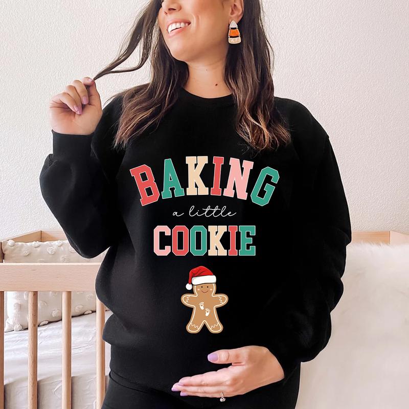 Baking a Little Cookie Pregnancy Announcement Sweatshirt - Cozy Holiday Maternity Wear