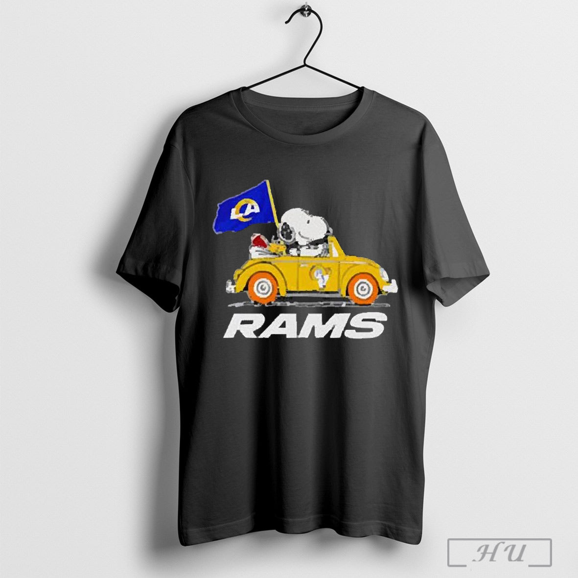 Snoopy And Woodstock Driving Car Los Angeles Rams 2025 T Shirt