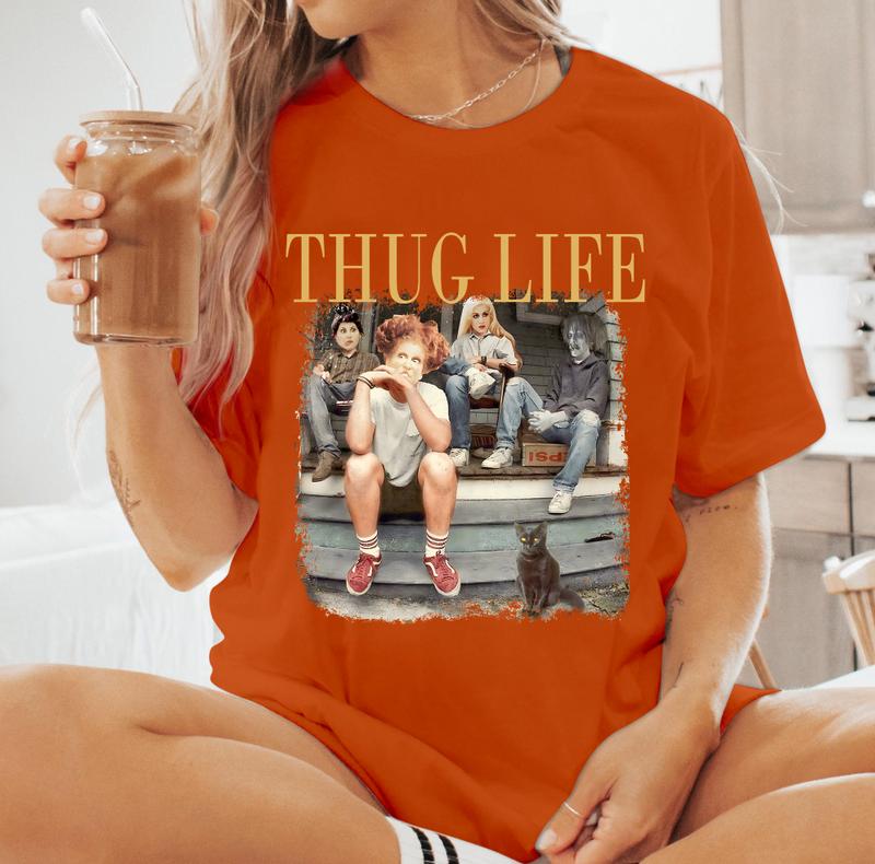 Thug Life Halloween Shirt, Retro Movie Shirt, Retro Halloween Character TShirt Cotton Womenswear