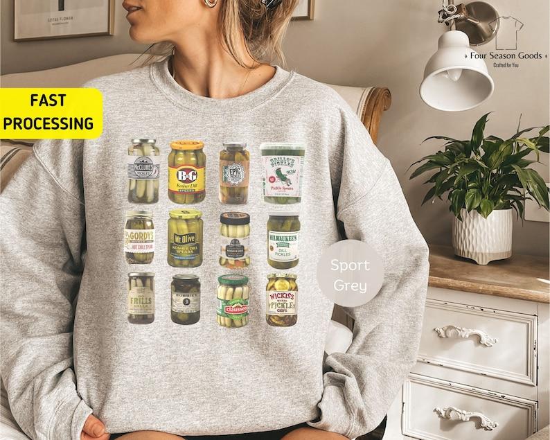 Vintage Canned Pickles Sweatshirt, Pickle shirt, Pickle Crewneck Sweatshirt, Pickle Lovers Hoodie, Pickle Crewneck Sweatshirt, Canning Shirt Cotton Fa