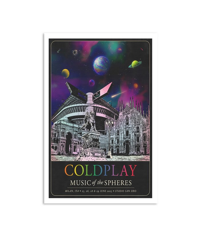 Poster Coldplay 25-29 June Music Of The Spheres Stadio San Siro Milan Italy Tour 2023
