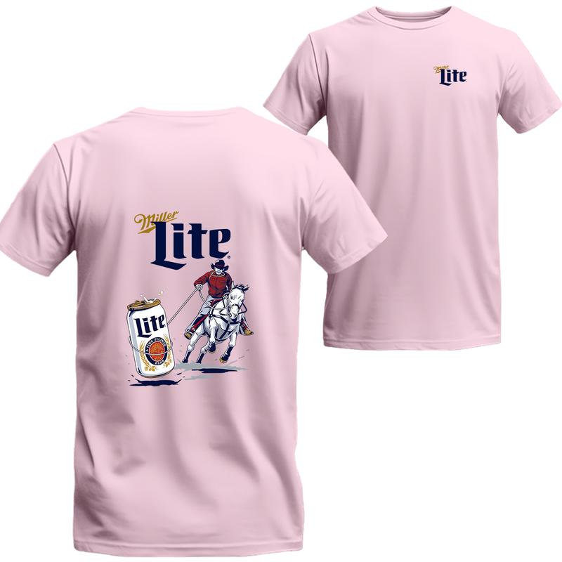 Miller Lite Rodeo 2 Sides T-shirt, Miller Light Short Sleeve Tee, Unisex Shirt, Menswear Top, beer shirt, drinking shirt