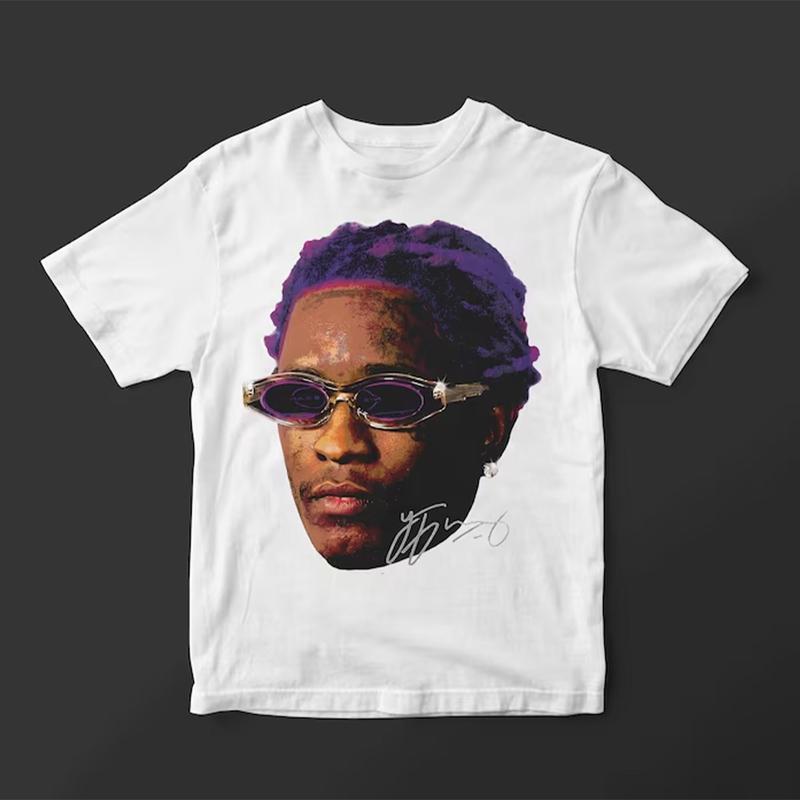 Young Thug Face T-Shirt Purple, Vintage Young Thug Inspired Graphic Tee, Hip Hop Music Fans T-Shirt, Urban Fashion Trend Apparel