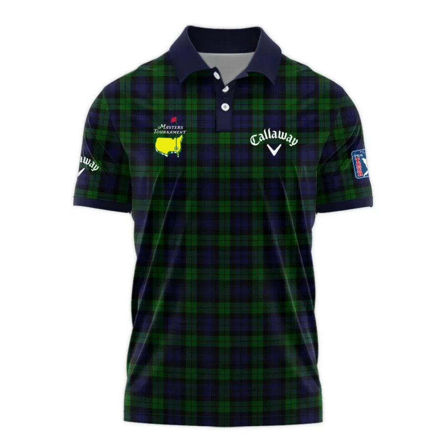 Masters Tournament Callaway Golf Polo Shirt Sports Green Purple Black Watch Tartan Plaid All Over Pr