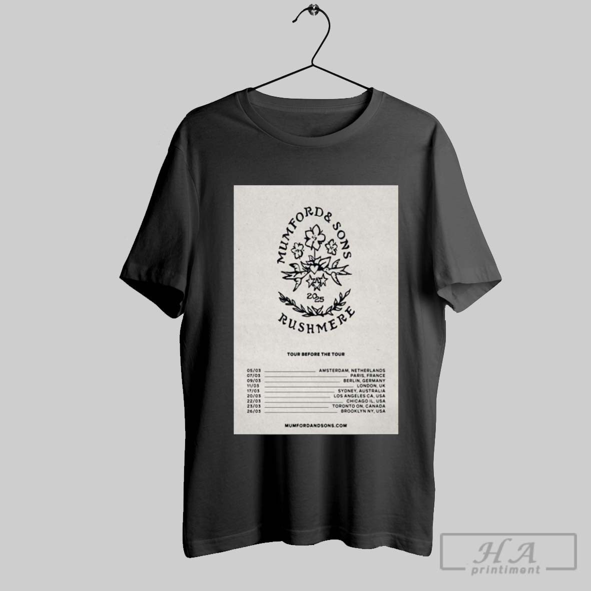 Poster Mumford Sons Rushmere Tour Before The Tour 2025 T Shirt