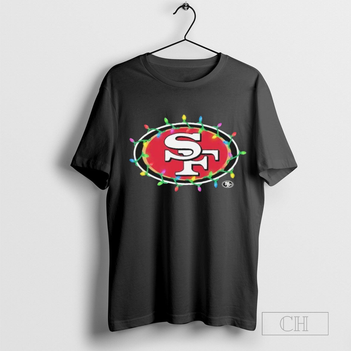 San Francisco 49ers Logo Christmas Holiday Lights T-Shirt