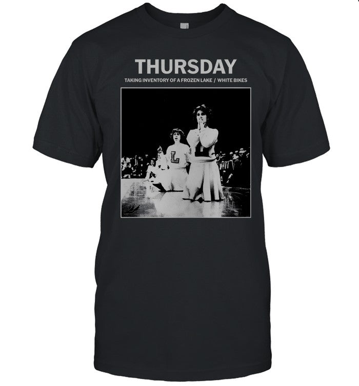 2025 Thursday Taking Inventory Of A Frozen Lake White Bikes Shirt
