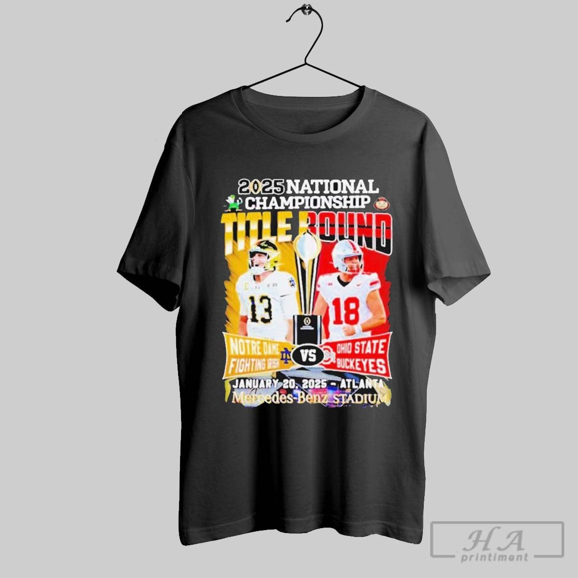 Riley Leonard Notre Dame Fighting Irish Vs Will Howard Ohio State Buckeyes 2025 National Championship Title Bound Player T Shirts