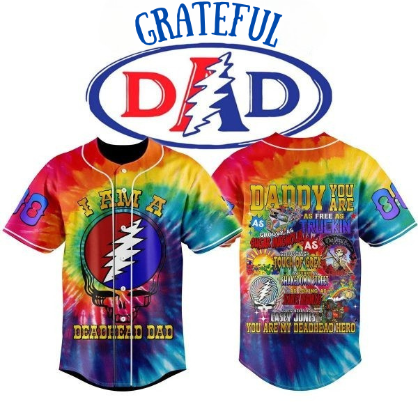Eye-catching Tie-dye Pattern Grateful DAD Baseball Jersey