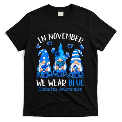 Funny Cute Gnomes Wear Blue For Type1 Diabetes Awareness T-Shirt