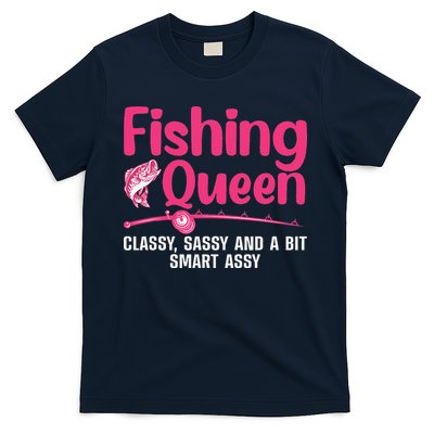 Funny Fishing Queen Design For Ladies T-Shirt
