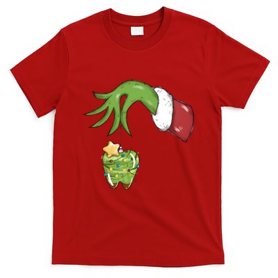 Funny Grinchmas Hand Christmas Lights Tooth Dental Dentist T-Shirt
