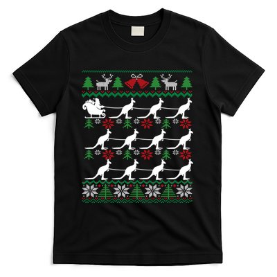 Kangaroo Santa Sleigh Funny Australian Ugly Christmas T-Shirt