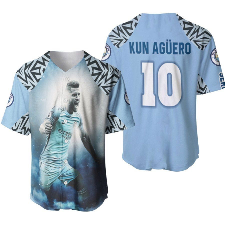 Kun Aguero 10 Running For Goal Best Player Manchester City Designed Allover Gift For Aguero Fans Baseball Jersey Gifts for Fans - lylyprint.com