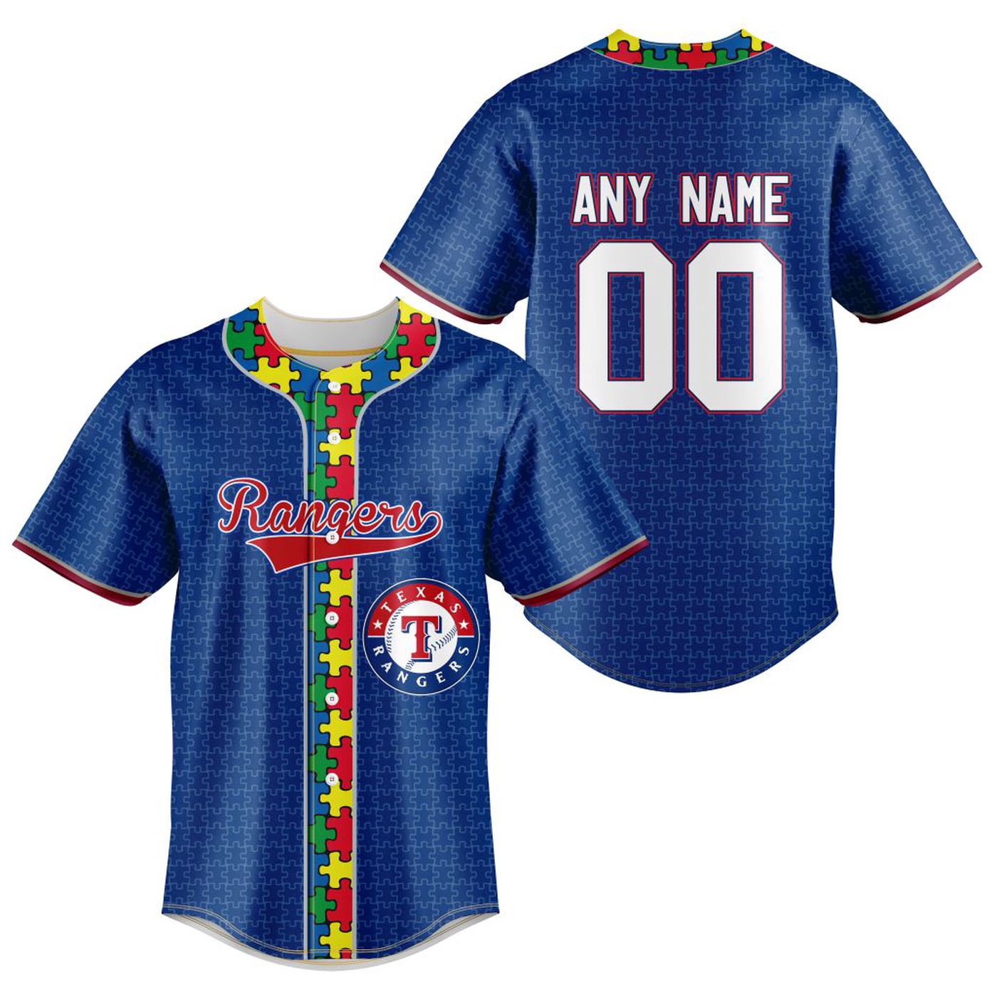 MLB Texas Rangers Specialized Baseball Jersey Fearless Aganst Autism Gift for Men Women - Bafud