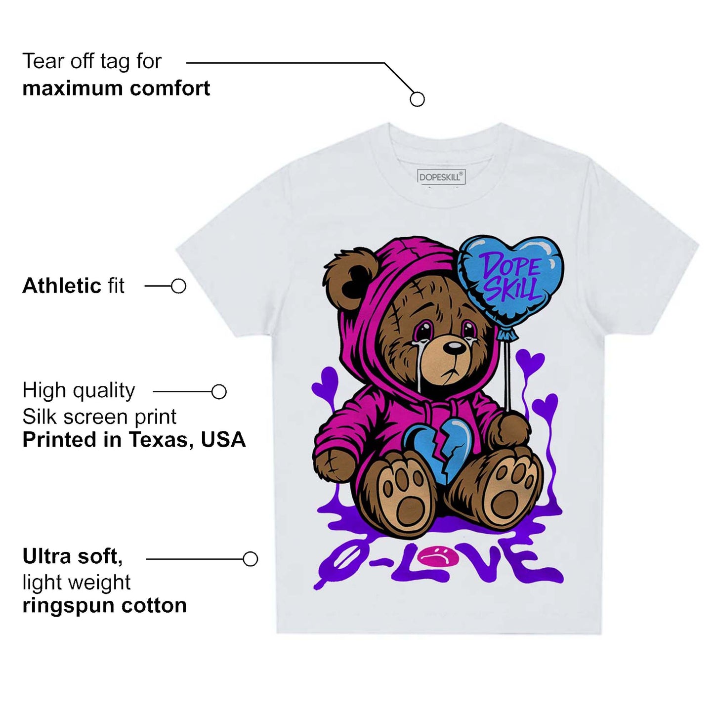 Dunk Active Fuchsia DopeSkill Toddler Kids T-shirt Broken Bear Graphic