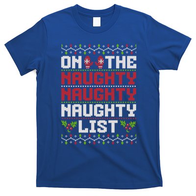 On The Naughty Naughty Naughty List Funny Christmas T-Shirt