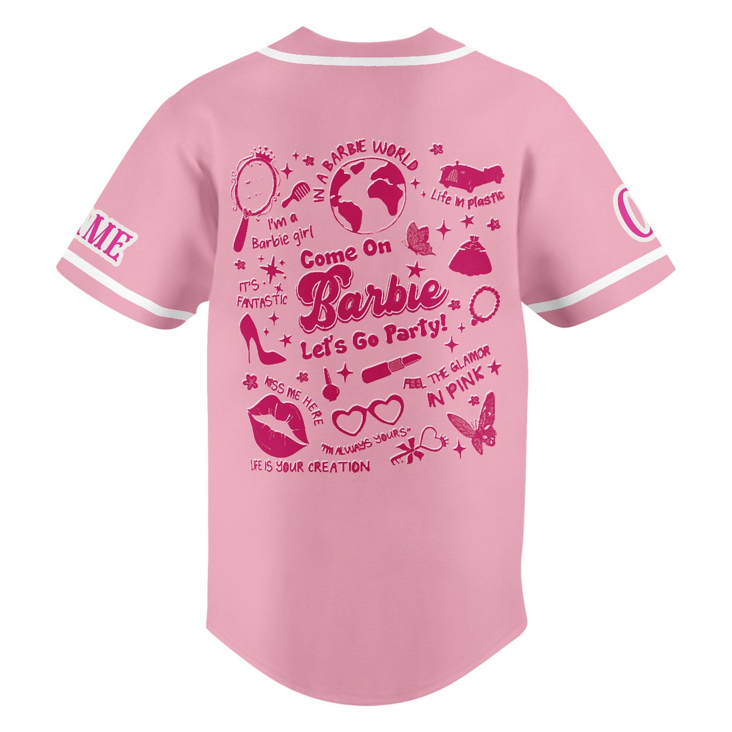 Personalized Barbie Movie Lovely Pink Baseball Jersey