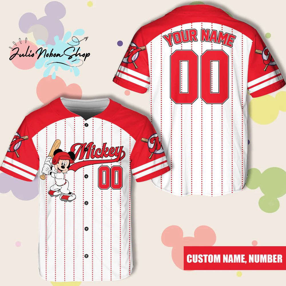 Custom Disney Baseball Jersey with Mickey and Friends Personalized Baseball Shirts - Bafud