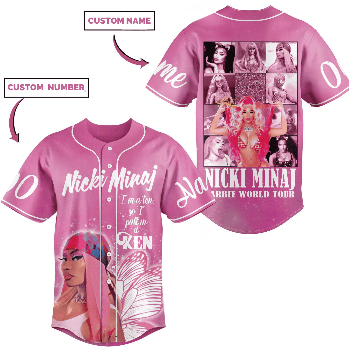 Pretty Nicki Minaj Barbie Style Pink Baseball Jersey