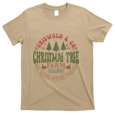 Retro Christmas Tree Farm Funny Holiday Vibes T-Shirt