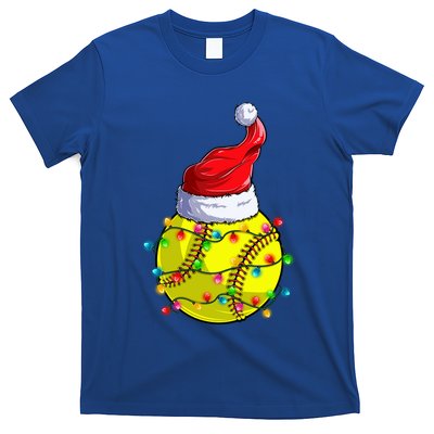 Softball Christmas Santa Hat Funny Softball Xmas Holiday Gift T-Shirt