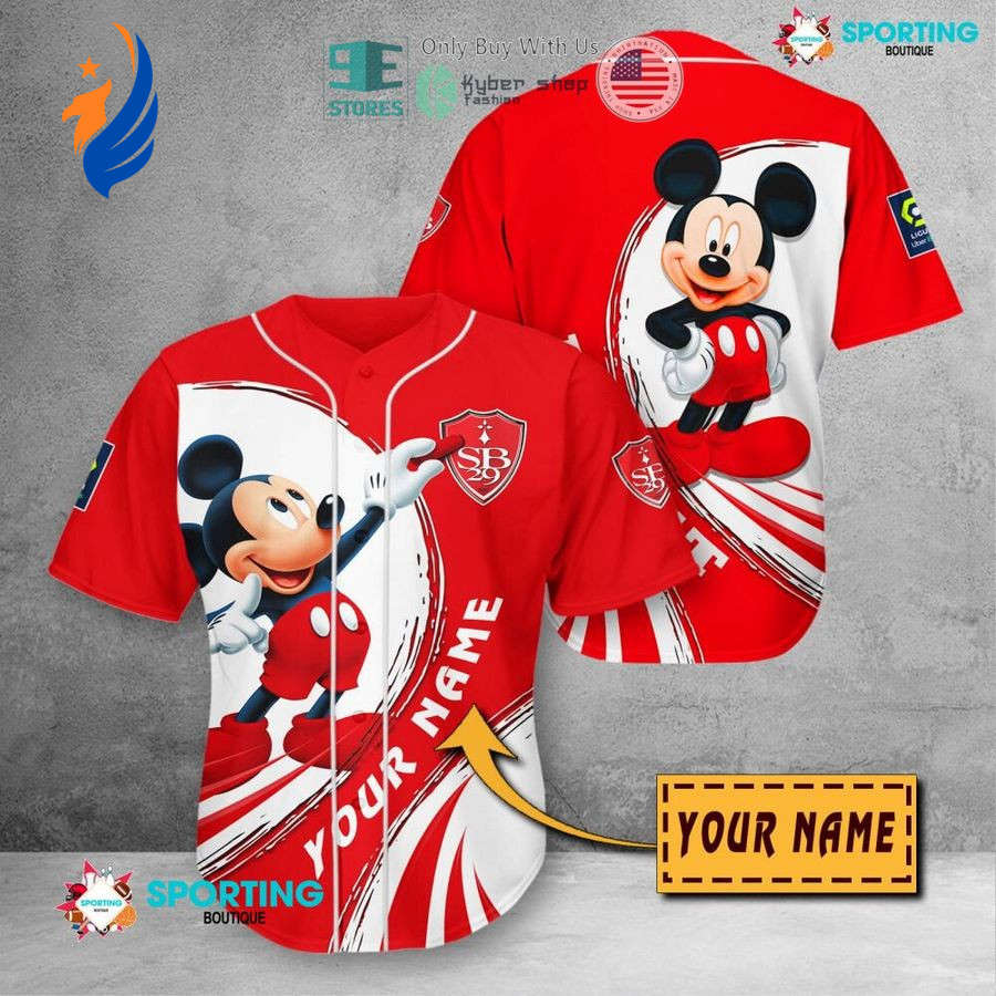 Personalized Stade Brestois 29 Mickey Mouse Baseball Jersey - Unique Unisex Shirt - Bafud