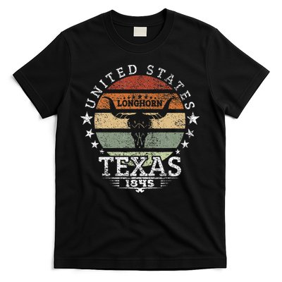 Texas 1845 Vintage Longhorn Cowboy And Rodeo Fan T-Shirt