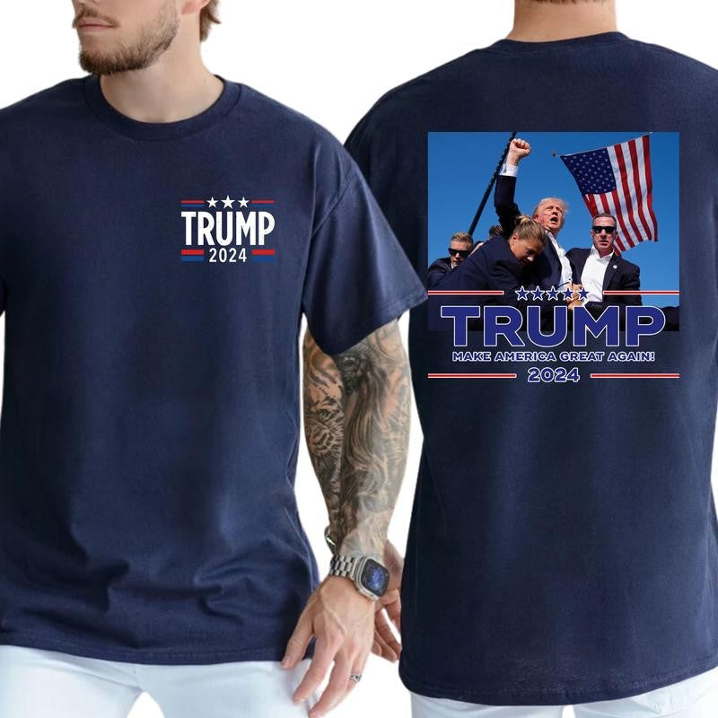 2-Side rum Shooting Shirt D.nald Trum Failed Ass.assin T-Shirt, Full Color, For Men ,Gift For men, Casual.