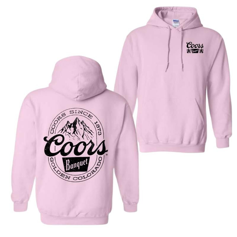 Coors Banquet Hoodie - Classic and Rugged Design with Retro Logo and Mountain Graphics, Unisex Hoodie