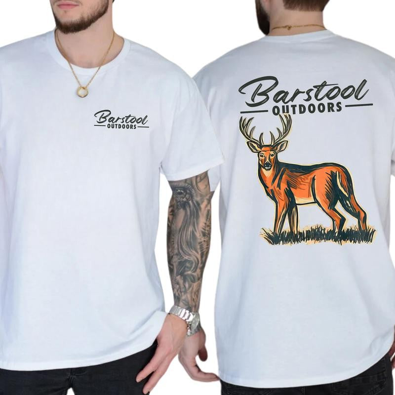 Vintage Busch Light Outdoors Deer Hunt T-shirt 2-Sided, Men's Deer Hunting Tops, Buck Hunt Shirt, Unisex Hunter Tee, Classic Cotton Fabric Menswear