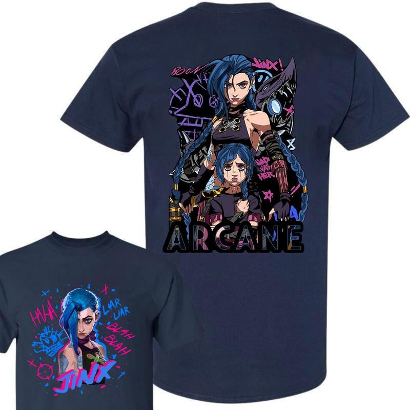 Arcane Jinx T-Shirt/Hoodie Vi League of Legends New Season Unisex T-Shirt/Hoodie, Unisex for Man and Women, 100% Cotton, LOL Tee