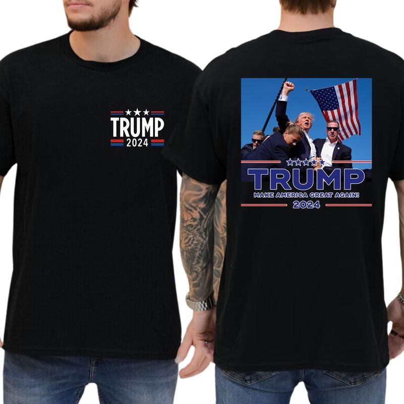 2-Side Trum Shooting Shirt D.nald Trum Failed Ass.assin T-Shirt, Full Color, For Men ,Gift For men, Casual.